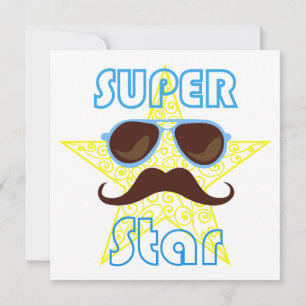 Superstar mit Sonnenbrille und Schnurrbart Dankeskarte