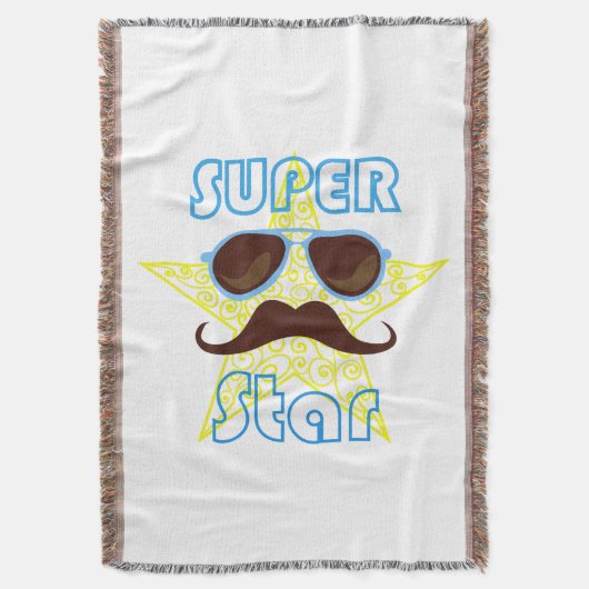 Superstar mit Sonnenbrille und Schnurrbart Decke (Vorderseite Vertikal)