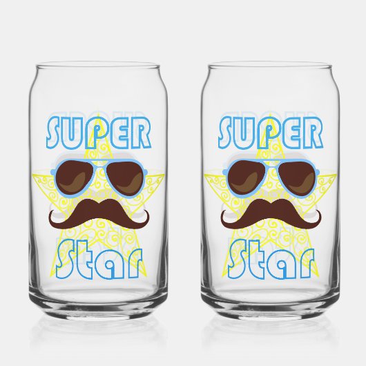 Superstar mit Sonnenbrille und Schnurrbart Dosenglas (Vorderseite)