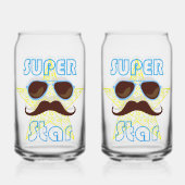 Superstar mit Sonnenbrille und Schnurrbart Dosenglas (Rückseite)