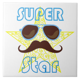 Superstar mit Sonnenbrille und Schnurrbart Fliese