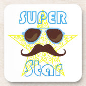 Superstar mit Sonnenbrille und Schnurrbart Getränkeuntersetzer (Vorderseite)