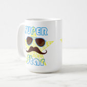 Superstar mit Sonnenbrille und Schnurrbart Kaffeetasse (Vorderseite Links)