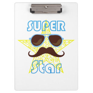 Superstar mit Sonnenbrille und Schnurrbart Klemmbrett