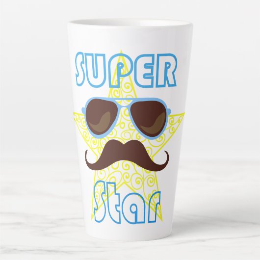 Superstar mit Sonnenbrille und Schnurrbart Milchtasse (Vorderseite)