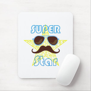 Superstar mit Sonnenbrille und Schnurrbart Mousepad