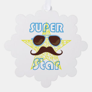 Superstar mit Sonnenbrille und Schnurrbart Ornament Karte