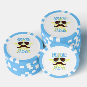 Superstar mit Sonnenbrille und Schnurrbart Pokerchips