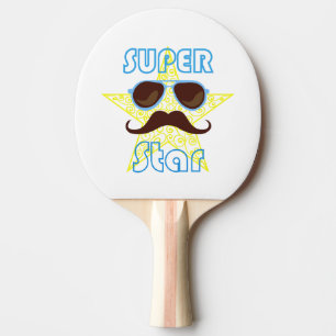 Superstar mit Sonnenbrille und Schnurrbart Tischtennis Schläger