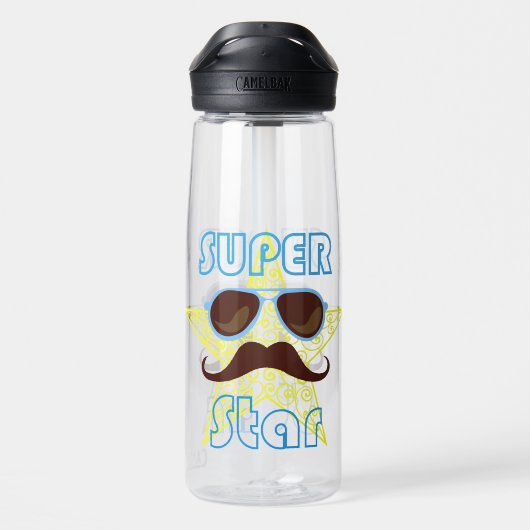 Superstar mit Sonnenbrille und Schnurrbart Trinkflasche (Rückseite)