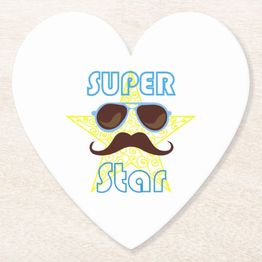Superstar mit Sonnenbrille und Schnurrbart Untersetzer (Vorderseite)