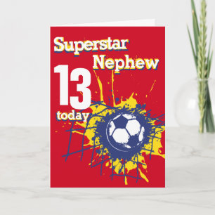 Superstar Nephew 13. Geburtstag Fußball Sport rot Karte