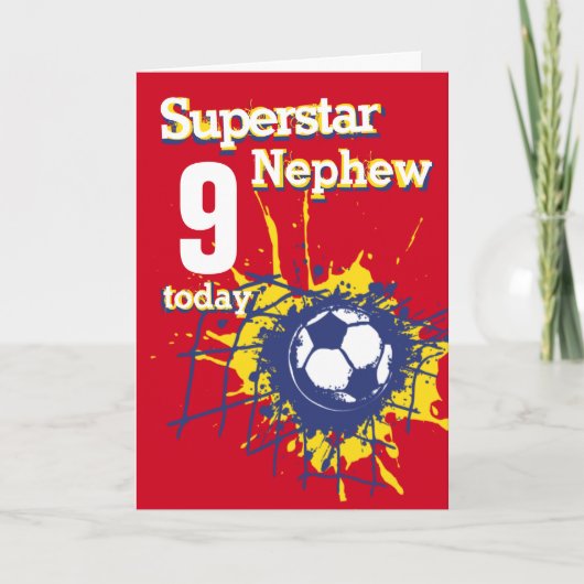 Superstar Nephew 9. Geburtstag Fußballsport Rot Karte (Vorderseite)