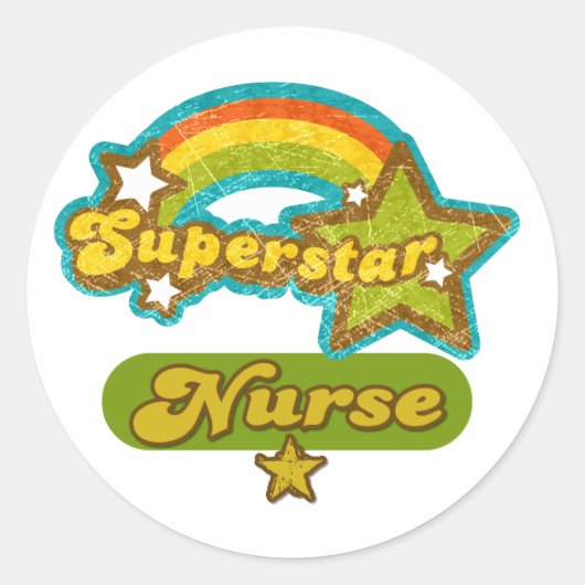 Superstar Nurse Runder Aufkleber (Vorderseite)