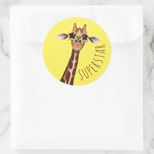 SUPERSTAR Prämienaufkleber - Giraffe Runder Aufkleber (Tasche)