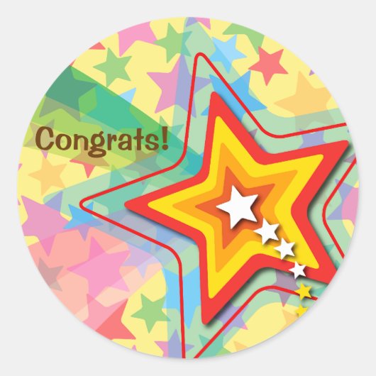 Superstar Rainbow Fun Gastgeschenk Label / Aufkleb Runder Aufkleber (Vorderseite)