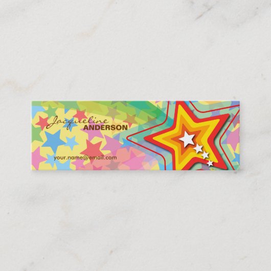 Superstar-Regenbogen-bunte kundenspezifische Mini Visitenkarte (Vorderseite)