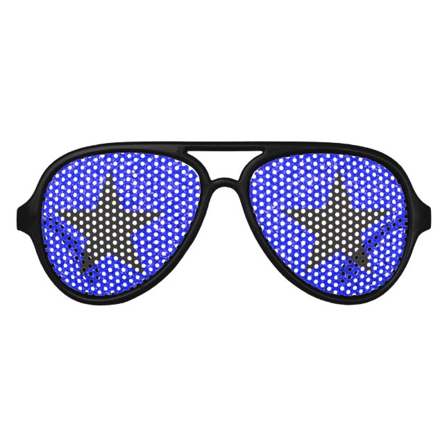 Superstar Rockstar Cool Black Star Blue Party Partybrille (Vorderseite)