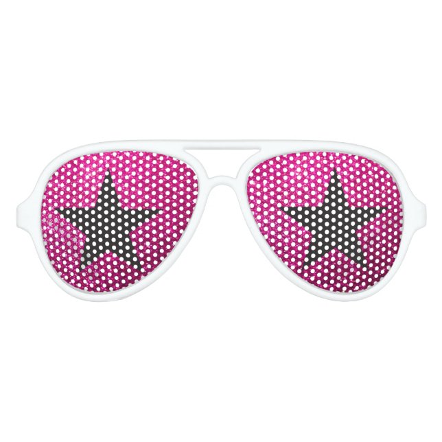 Superstar Rockstar Cool Black Star Pink Party Partybrille (Vorderseite)