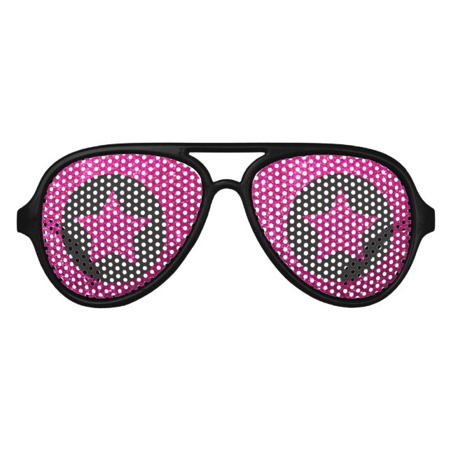 Superstar Rockstar Cool Pink Star Black Party Partybrille (Vorderseite)