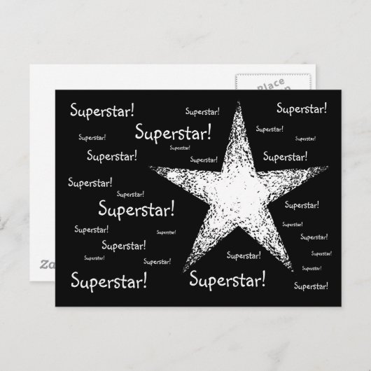 Superstar! | Schwarz Postkarte (Vorne/Hinten)