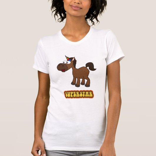 Superstar-schwarzes Einhorn T-Shirt (Vorderseite)