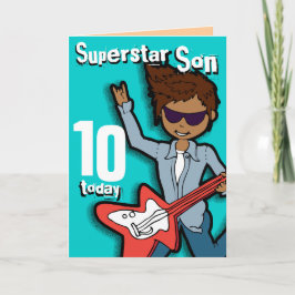 Superstar Son 10. Geburtstagskarte Aqua Karte