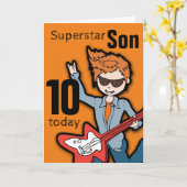 Superstar Son 10th birthday orange boy card Karte (Gelbe Blume)