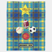Superstar Tartan Blue Yellow Fleecedecke (Vorderseite)