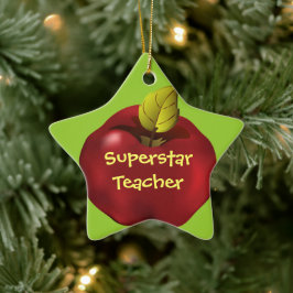 Superstar Teacher Red Apple Weihnachten Keramikornament