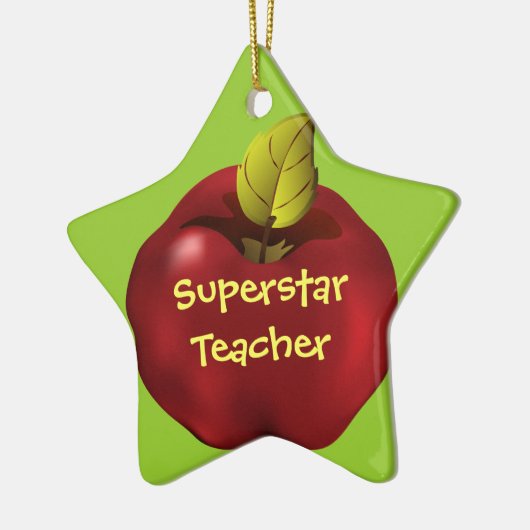 Superstar Teacher Red Apple Weihnachten Keramikornament (Links)