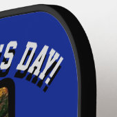 "Superstar Vater" Vatertag Blau/Silber Pickleball Schläger (Linke Seite)