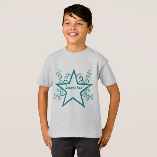 Superstar Wirbel Kinder Shirt, Aquamarin T-Shirt (Vorne ganz)