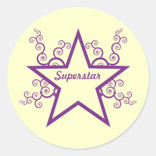 Superstar Wirbel Sticker, Lila Runder Aufkleber
