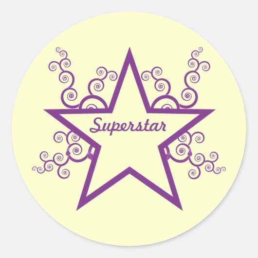 Superstar Wirbel Sticker, Lila Runder Aufkleber (Vorderseite)