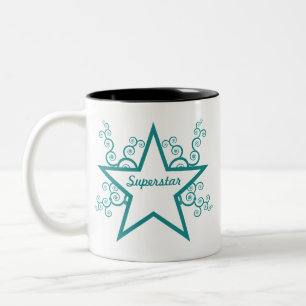 Superstar Wirbel Tasse, Aquamarin Zweifarbige Tasse