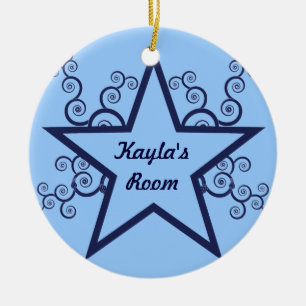 Superstar Wirbel Türhänger-Ornament, blau Keramikornament