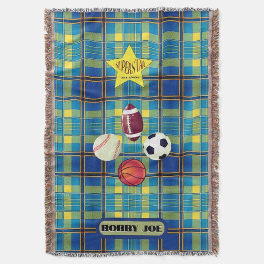 Superstar Yellow Kariert Decke (Vorderseite Vertikal)