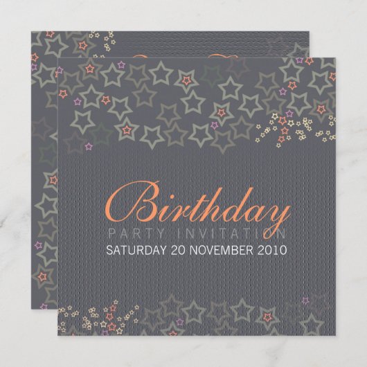 Superstars (Grau) Einladung (Vorne/Hinten)