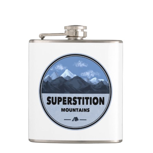 Superstiative Berge Arizona Camping Flachmann (Vorderseite)