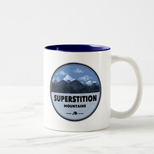 Superstiative Berge Arizona Camping Zweifarbige Tasse (Rechts)