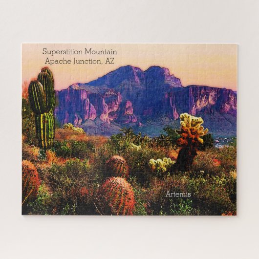 Superstition Berg Arizona Wüstenlandschaft Cacti Puzzle (Horizontal)