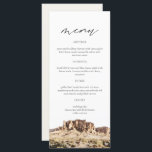 SUPERSTITION MOUNTAIN Watercolor Wedding Menu Card Menükarte<br><div class="desc">Dieses Menü bietet eine Aquarellmalerei von Superstition Mountain in Verbindung mit einer einfachen Schriftart-Kombination. Dieses Menü ist perfekt für Ihr Ziel oder Abenteuer Wüste Thema Hochzeit oder Veranstaltung.</div>
