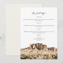 SUPERSTITION MOUNTAIN Watercolor Wedding Menu Card