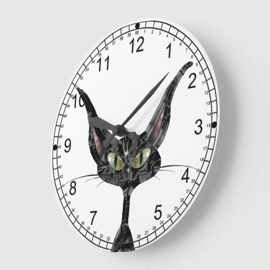 Superstitive Schwarze Katze Große Wanduhr (Winkel)