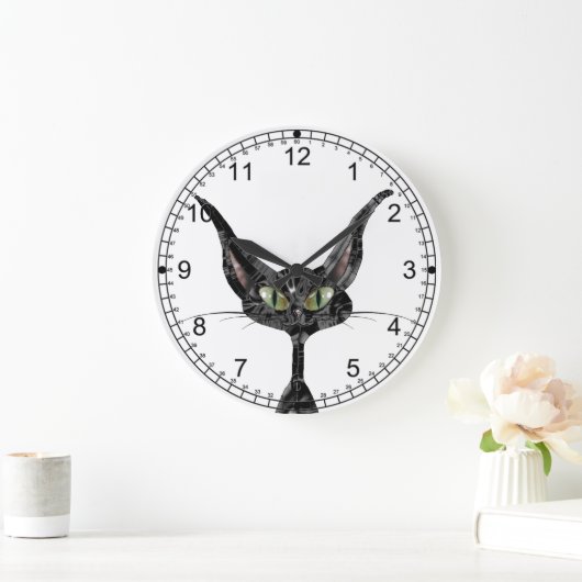 Superstitive Schwarze Katze Große Wanduhr (Zuhause)