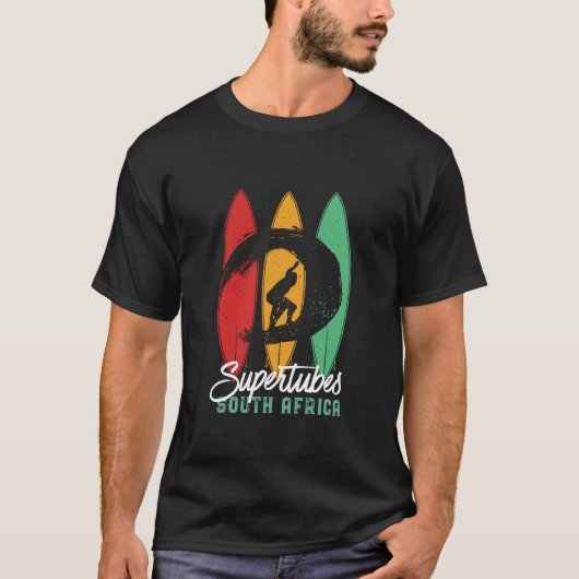 Supertubes South Africa Beach Retro Surfing T-Shirt (Vorderseite)