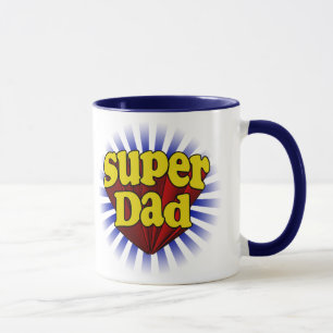 SuperVater, frisches Rotes/Gelb/blauer Vatertag Tasse