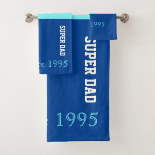 SuperVater in Neonblauem und dunkelblau Badhandtuch Set