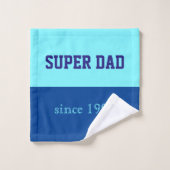 SuperVater in Neonblauem und dunkelblau Badhandtuch Set (Waschlappen)